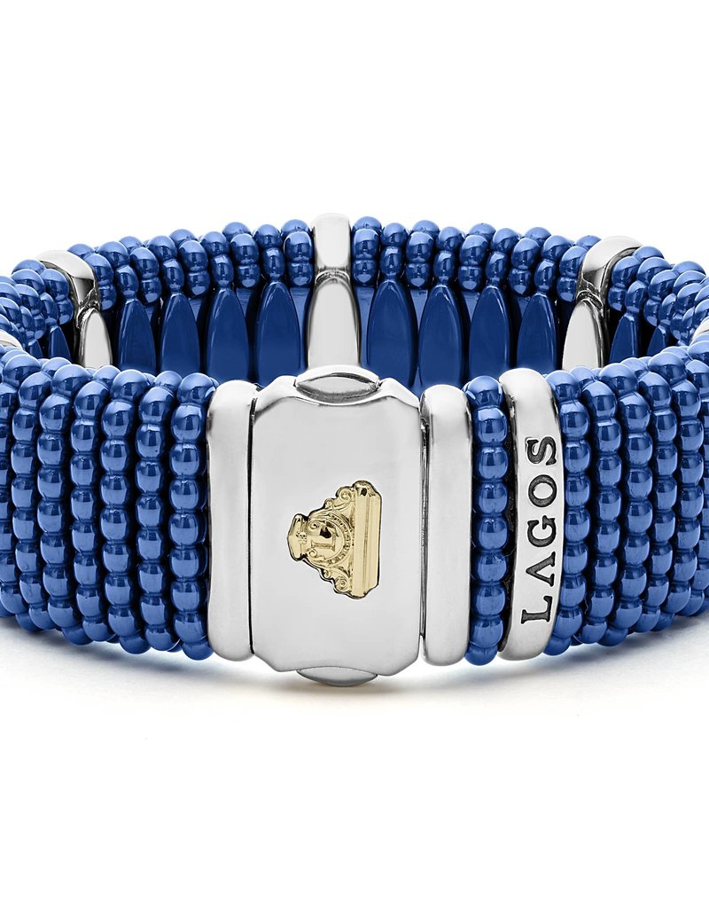 LAGOS Ultramarine Ceramic Silver Station Statement Ceramic Caviar Bracelet
