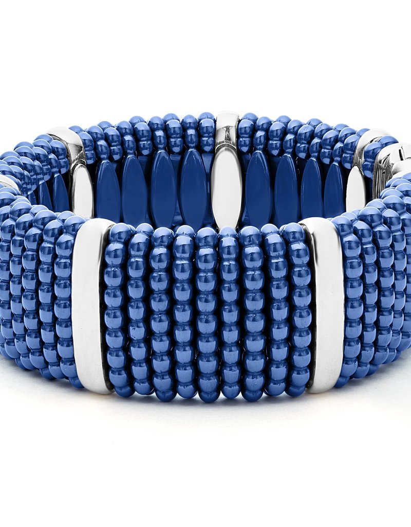 LAGOS Ultramarine Ceramic Silver Station Statement Ceramic Caviar Bracelet