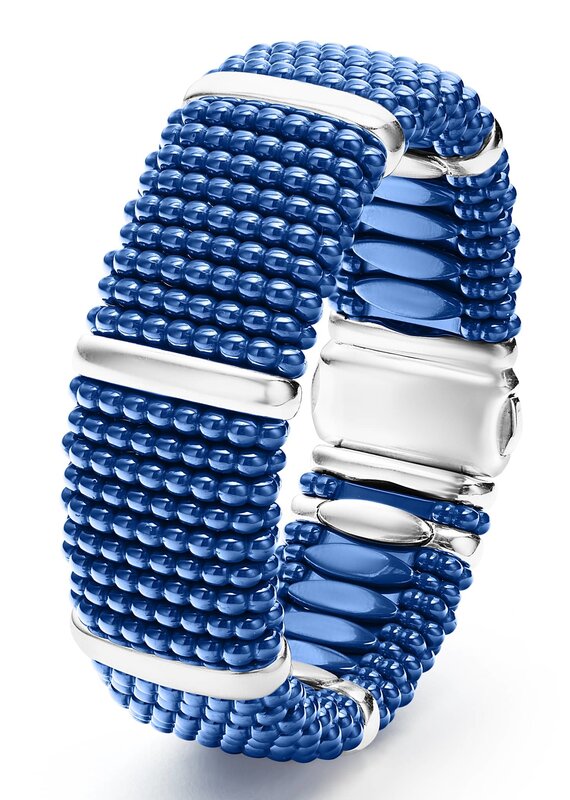 LAGOS Ultramarine Ceramic Silver Station Statement Ceramic Caviar Bracelet