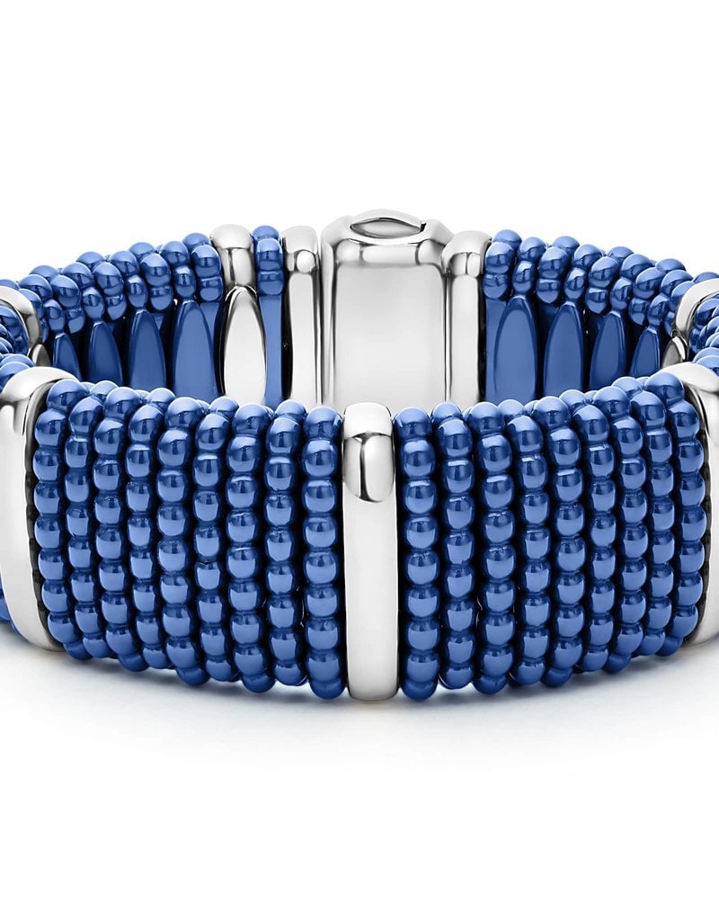 LAGOS Ultramarine Ceramic Silver Station Statement Ceramic Caviar Bracelet