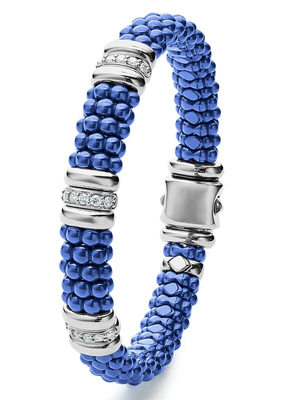 LAGOS Ultramarine Ceramic Three Station Ceramic Diamond Bracelet