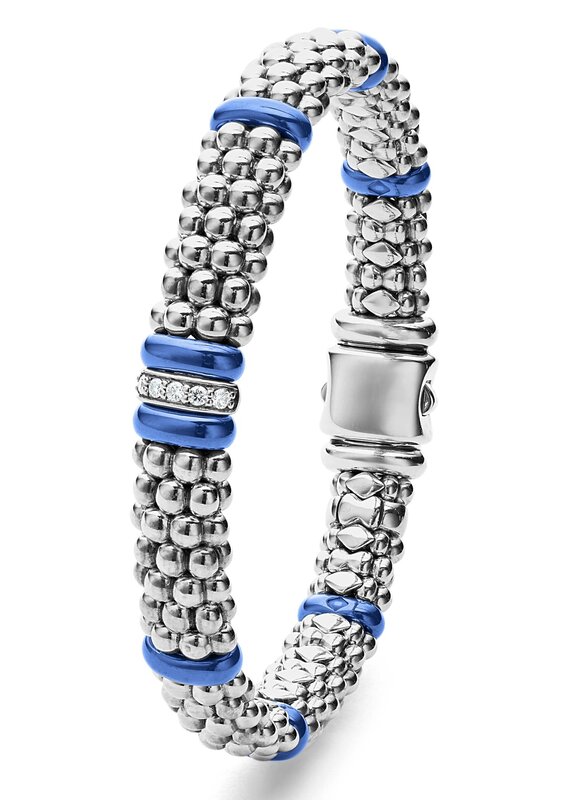 LAGOS Ultramarine Ceramic Single Station Diamond Caviar Bracelet
