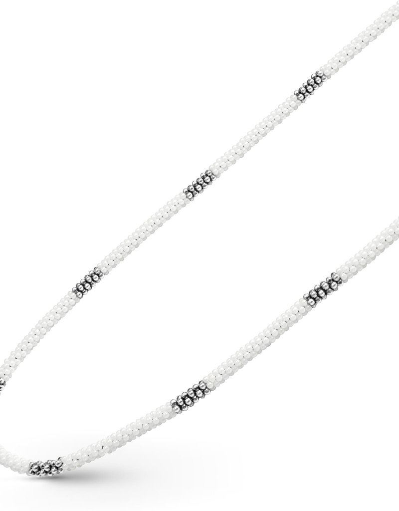 LAGOS White 3mm Silver Station Ceramic Beaded Necklace