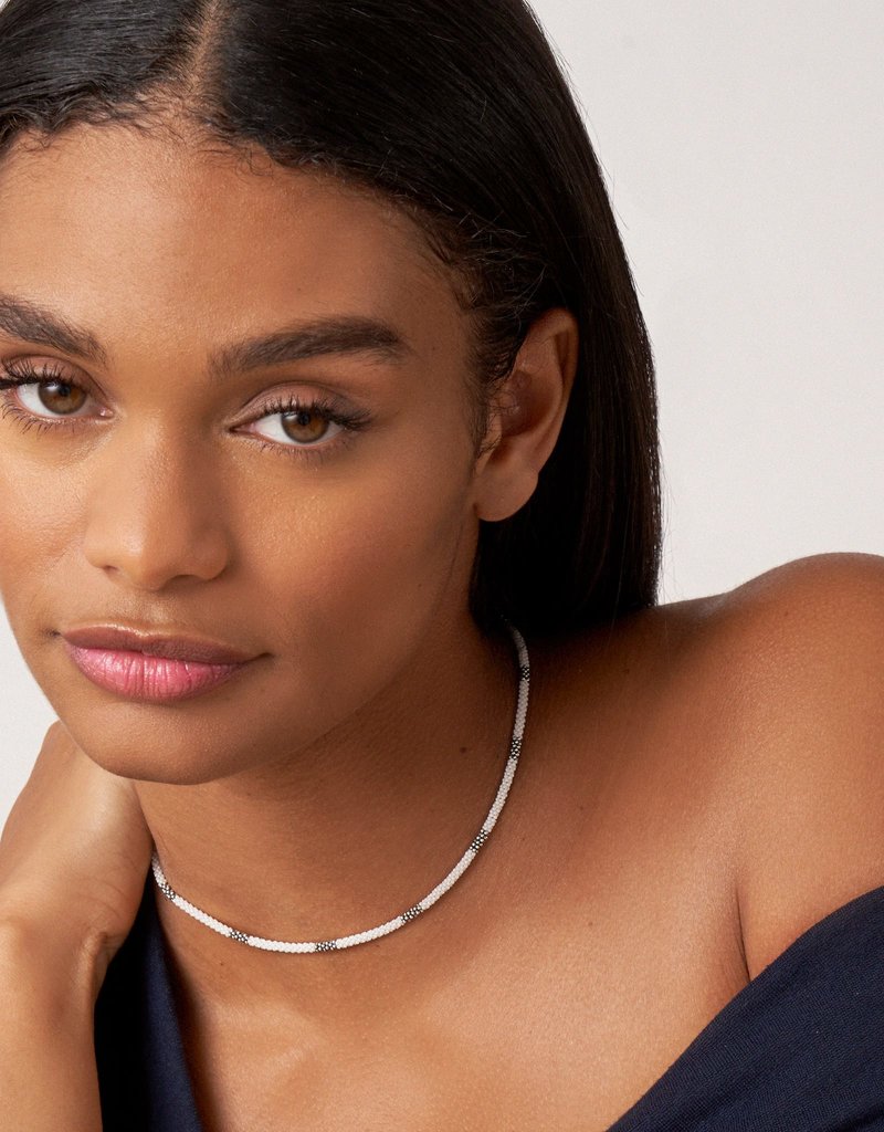 LAGOS White 3mm Silver Station Ceramic Beaded Necklace