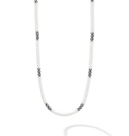 LAGOS White 3mm Silver Station Ceramic Beaded Necklace