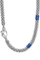 LAGOS Ultramarine Ceramic Three Bead Station Caviar Necklace