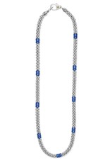 LAGOS Ultramarine Ceramic Three Bead Station Caviar Necklace