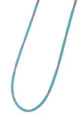 LAGOS Blue 3mm Silver Station Ceramic Beaded Necklace