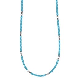 LAGOS Blue 3mm Silver Station Ceramic Beaded Necklace