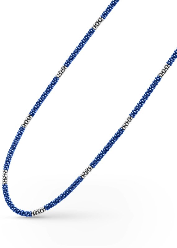 LAGOS Ultramarine 3mm Silver Station Ceramic Beaded Necklace