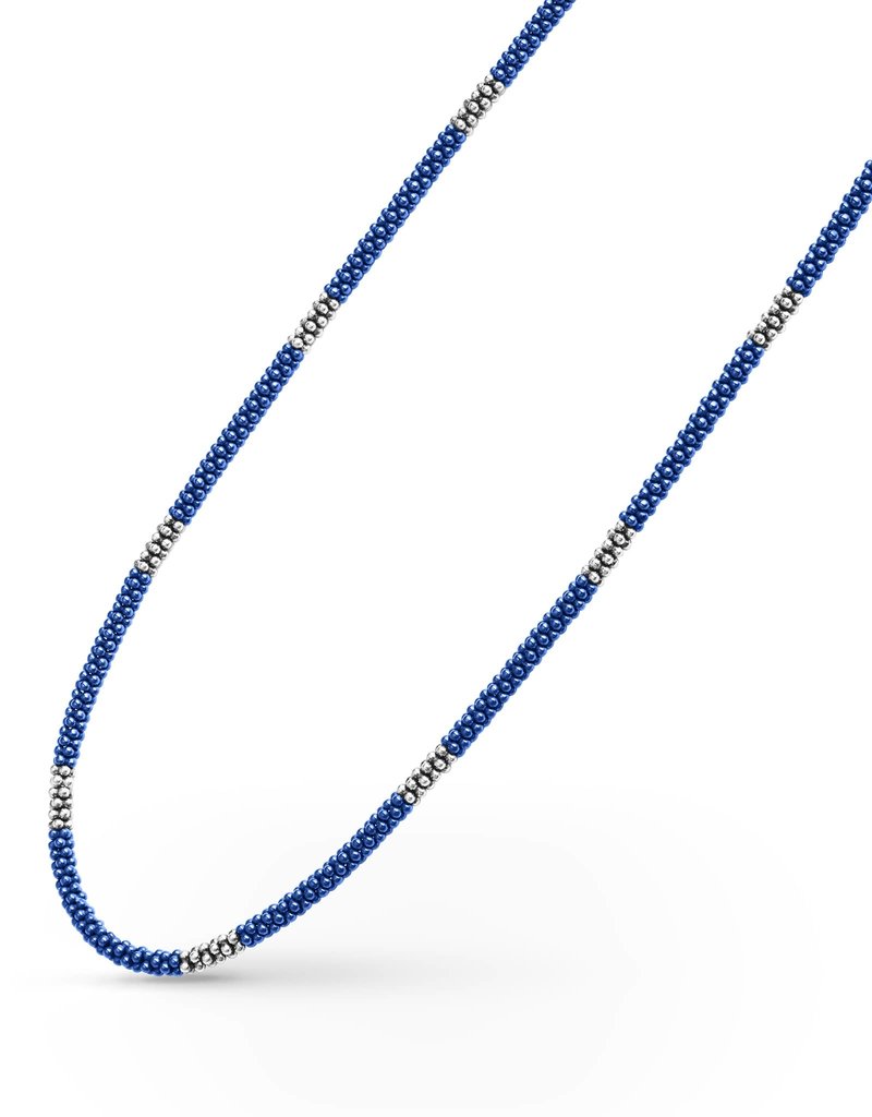 LAGOS Ultramarine 3mm Silver Station Ceramic Beaded Necklace