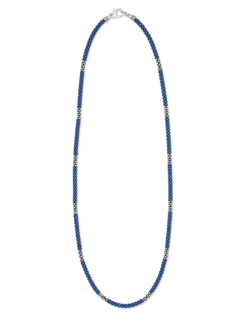 LAGOS Ultramarine 3mm Silver Station Ceramic Beaded Necklace