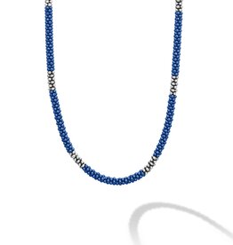 LAGOS Ultramarine 3mm Silver Station Ceramic Beaded Necklace