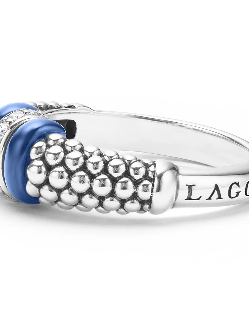 LAGOS Ultramarine Caviar Ceramic and Caviar Diamond Ring