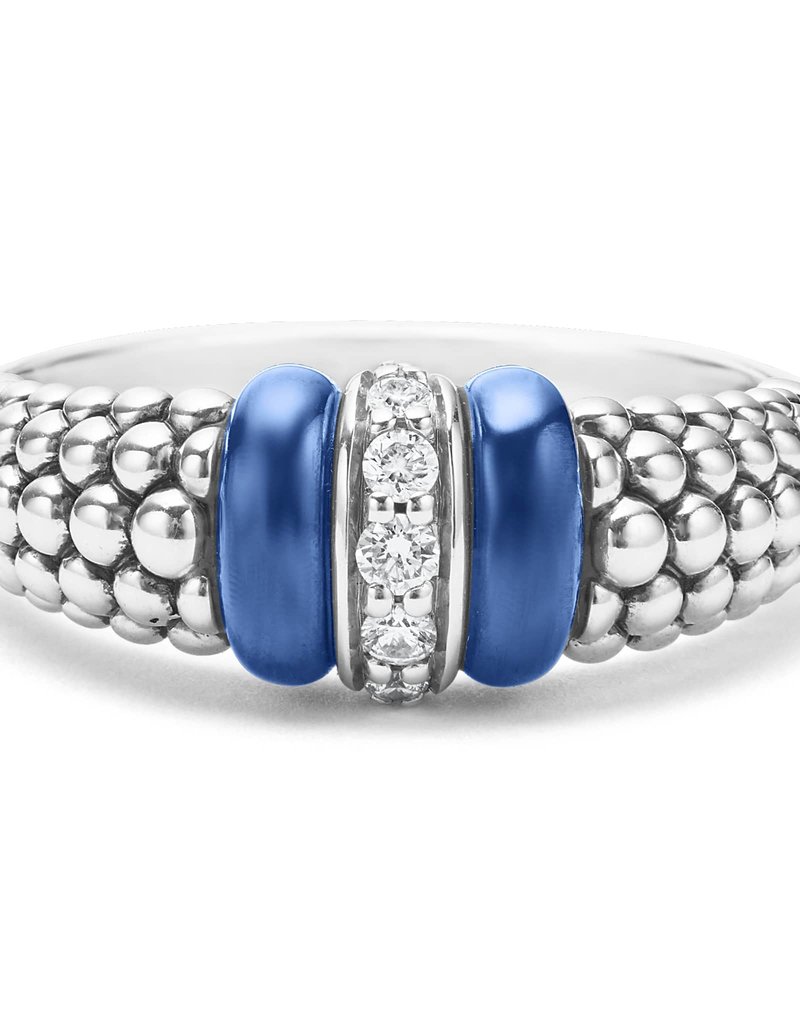 LAGOS Ultramarine Caviar Ceramic and Caviar Diamond Ring