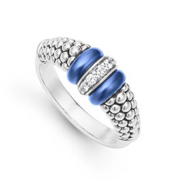 LAGOS Ultramarine Caviar Ceramic and Caviar Diamond Ring