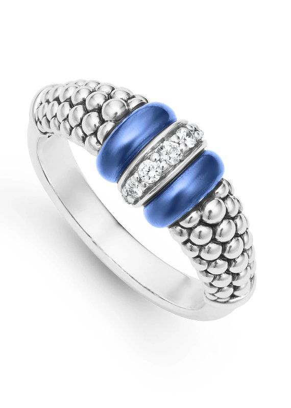 LAGOS Ultramarine Caviar Ceramic and Caviar Diamond Ring