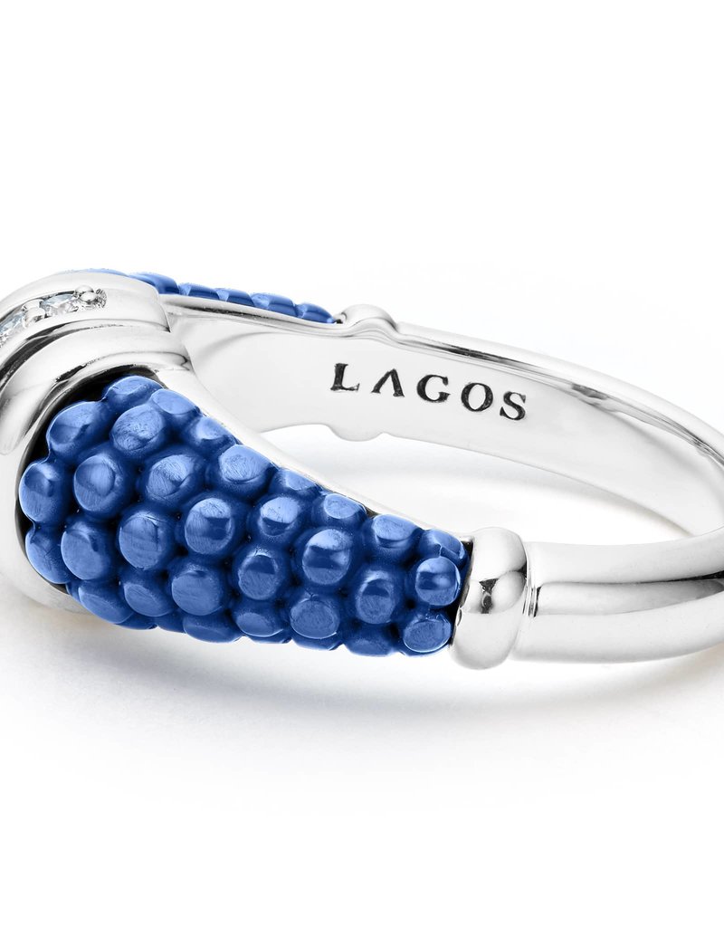 LAGOS Ultramarine Caviar Ceramic Diamond Stacking Ring