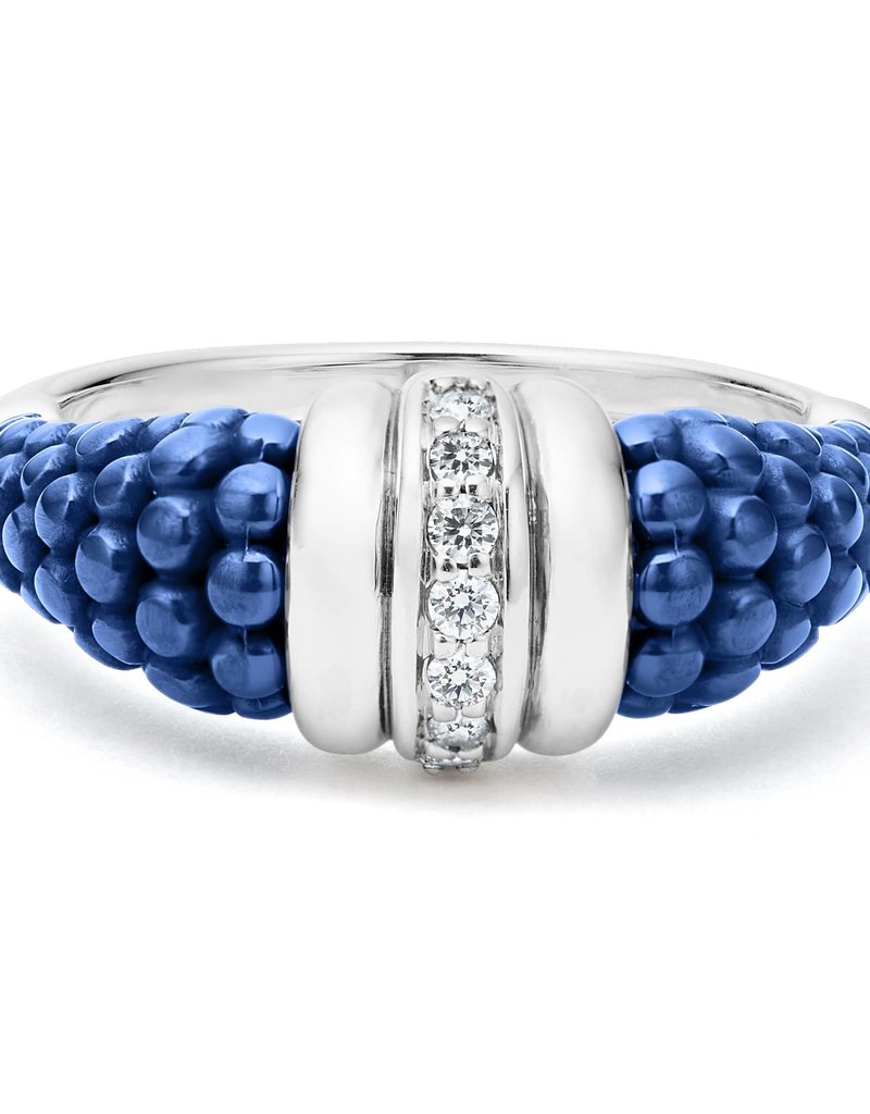 LAGOS Ultramarine Caviar Ceramic Diamond Stacking Ring
