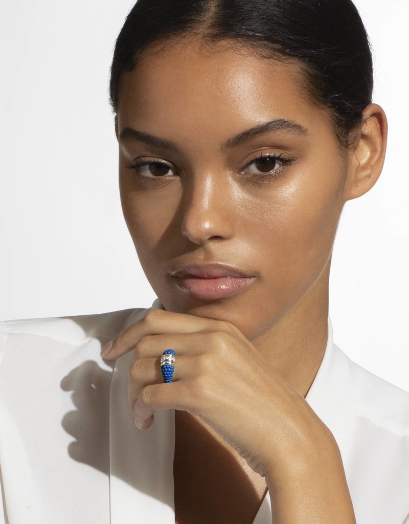 LAGOS Ultramarine Caviar Ceramic Diamond Stacking Ring