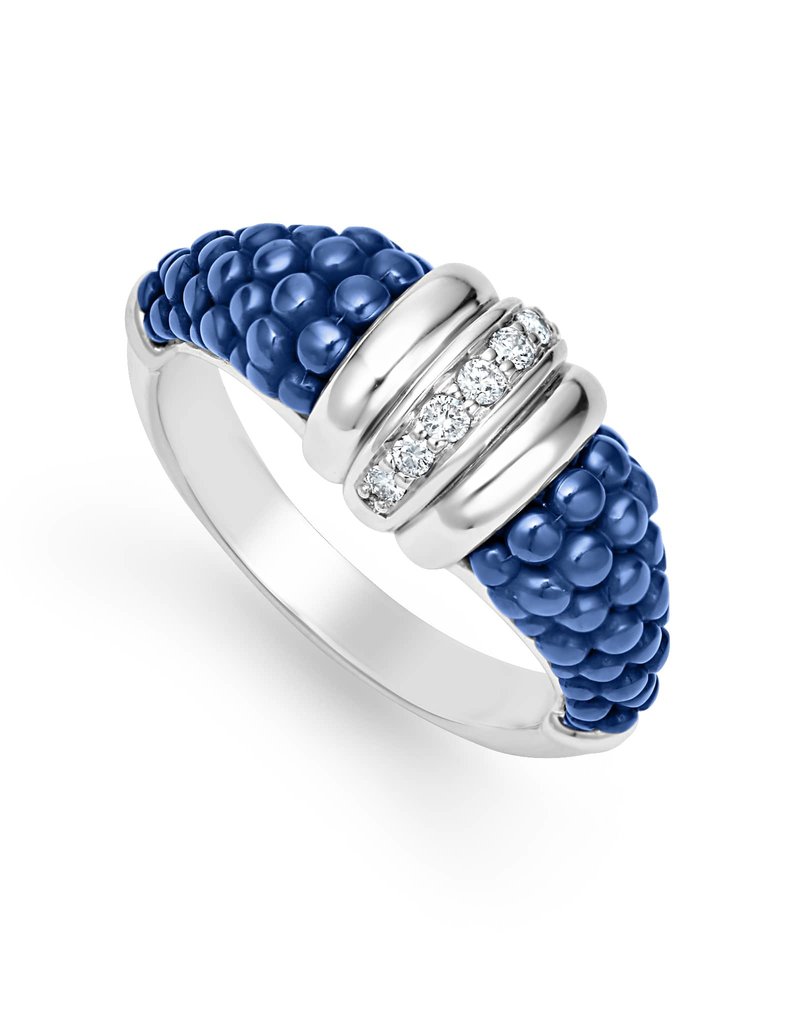 LAGOS Ultramarine Caviar Ceramic Diamond Stacking Ring