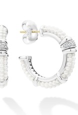 LAGOS White Caviar Ceramic and Diamond Hoop Earrings