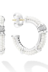 LAGOS White Ceramic and Diamond Hoop Earrings