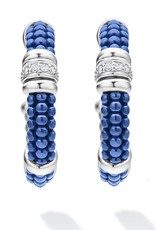 LAGOS Ultramarine Caviar Ceramic and Diamond Hoop Earrings