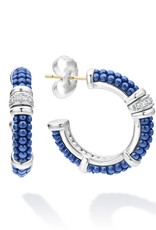LAGOS Ultramarine Caviar Ceramic and Diamond Hoop Earrings