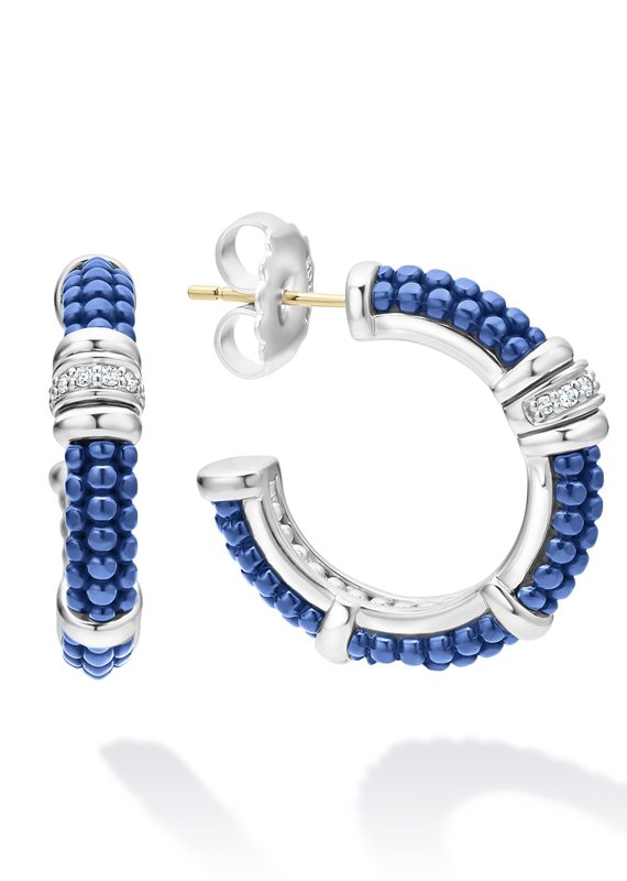 LAGOS Ultramarine Ceramic and Diamond Hoop Earrings