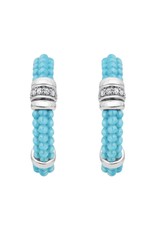 LAGOS Blue Caviar Ceramic and Diamond Hoop Earrings