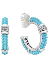 LAGOS Blue Caviar Ceramic and Diamond Hoop Earrings
