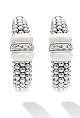 LAGOS White Caviar Ceramic and Diamond Hoop Earrings