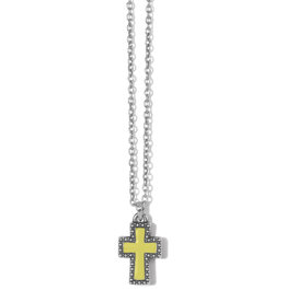 Dazzling Cross Petite Necklace in Yellow