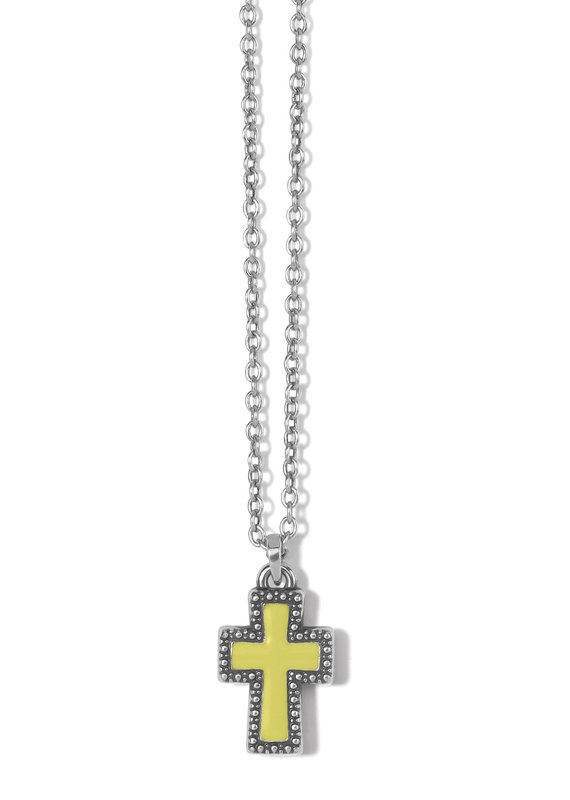 Dazzling Cross Petite Necklace in Yellow