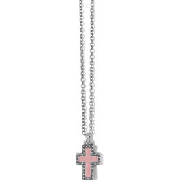 Dazzling Cross Petite Necklace in Pink
