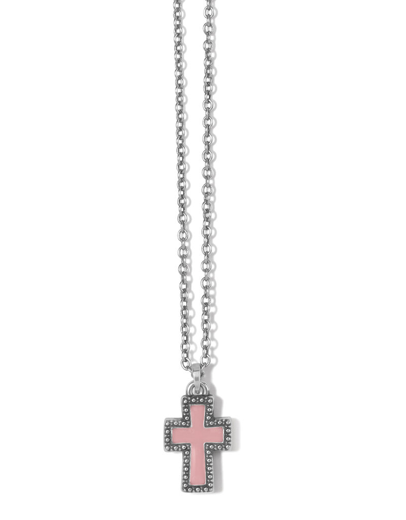 Dazzling Cross Petite Necklace in Pink