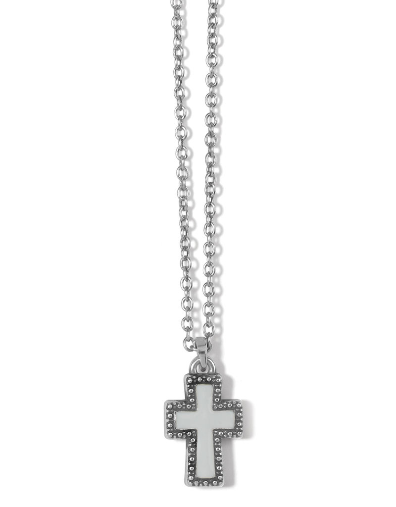 Dazzling Cross Petite Necklace in White