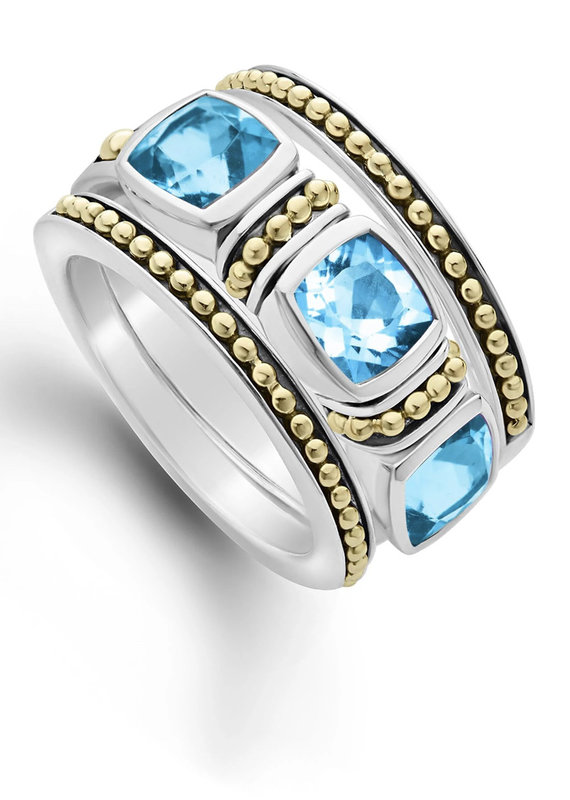 LAGOS Color Caviar Swiss Blue Topaz Caviar Stacking Rings