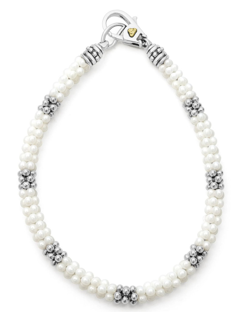 LAGOS White Ceramic Seven Silver Station Ceramic Bracelet