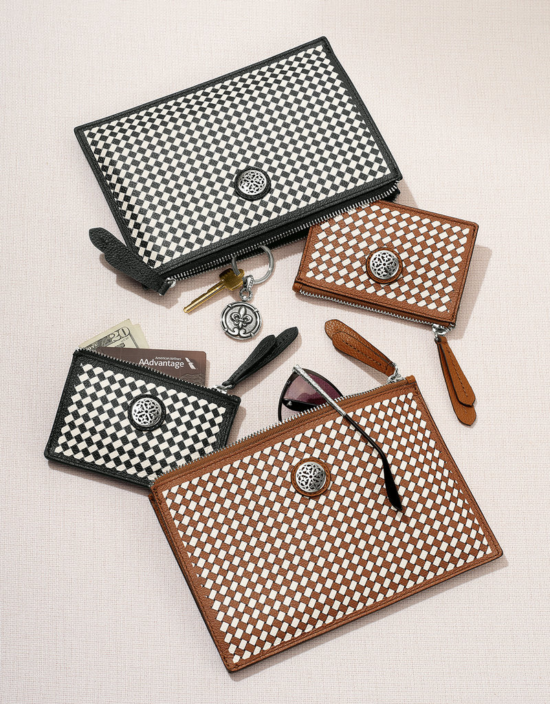 Mosaic Coin Case in Luggage and White