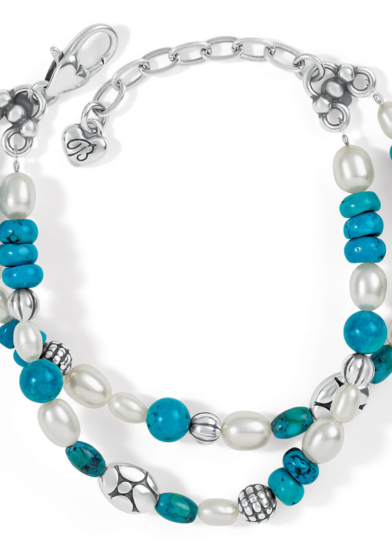 Pebble Turquoise & Pearl Double Bracelet