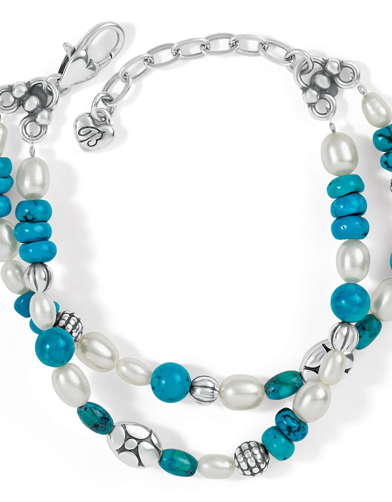 Pebble Turquoise & Pearl Double Bracelet