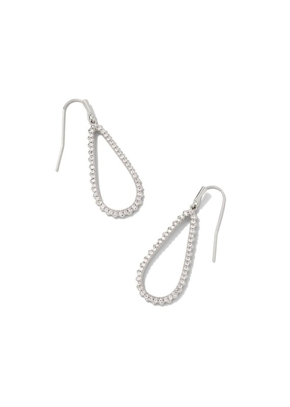 KENDRA SCOTT Payton Small Open Frame Earrings in White Crystal