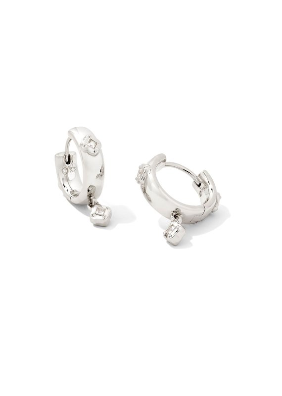 KENDRA SCOTT Joelle Huggie Earrings in White Crystal