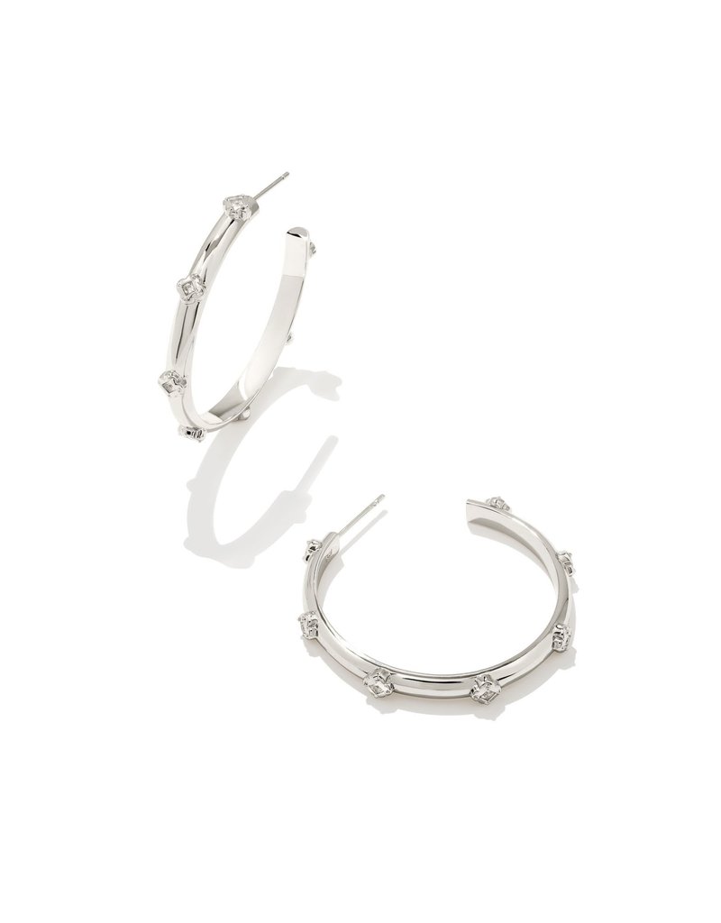 KENDRA SCOTT Joelle Hoop Earrings in White Crystal