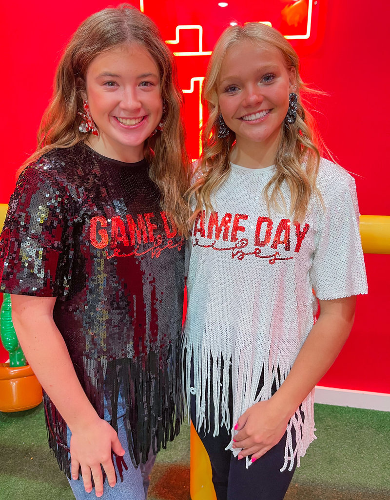 WHY Sequin Fringe Game Day Top