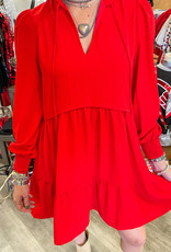 JOY JOY Red Hot Gameday Tiered Dress