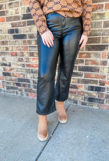 LIVERPOOL Hannah Cropped Flare Pants in Black Leather