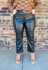 LIVERPOOL Hannah Cropped Flare Pants in Black Leather